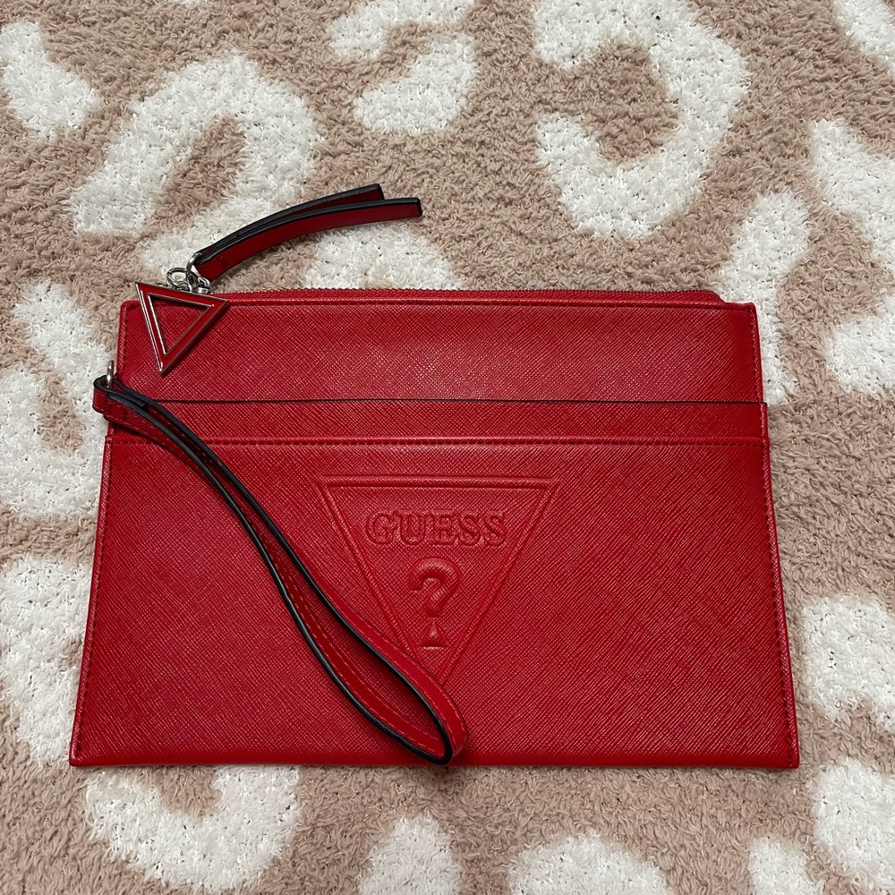 Guess Red Leather Wristlet